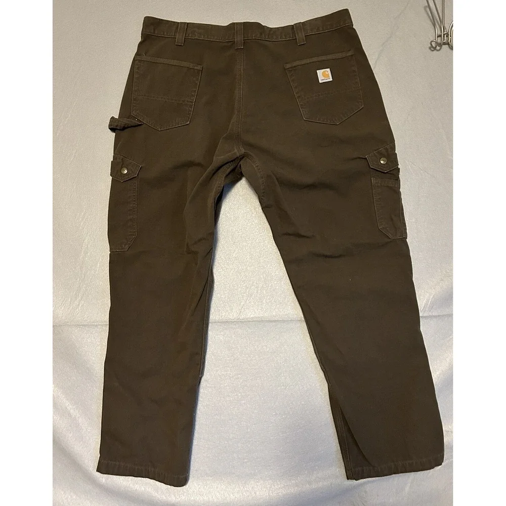 Carhartt Relax Fit Cargo Pants Brown Canvas Ripstop Double Knee Work Wear 42x32